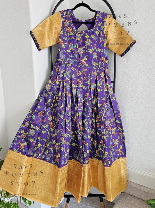Kalamkari Print Benarasi Silk Long Frock