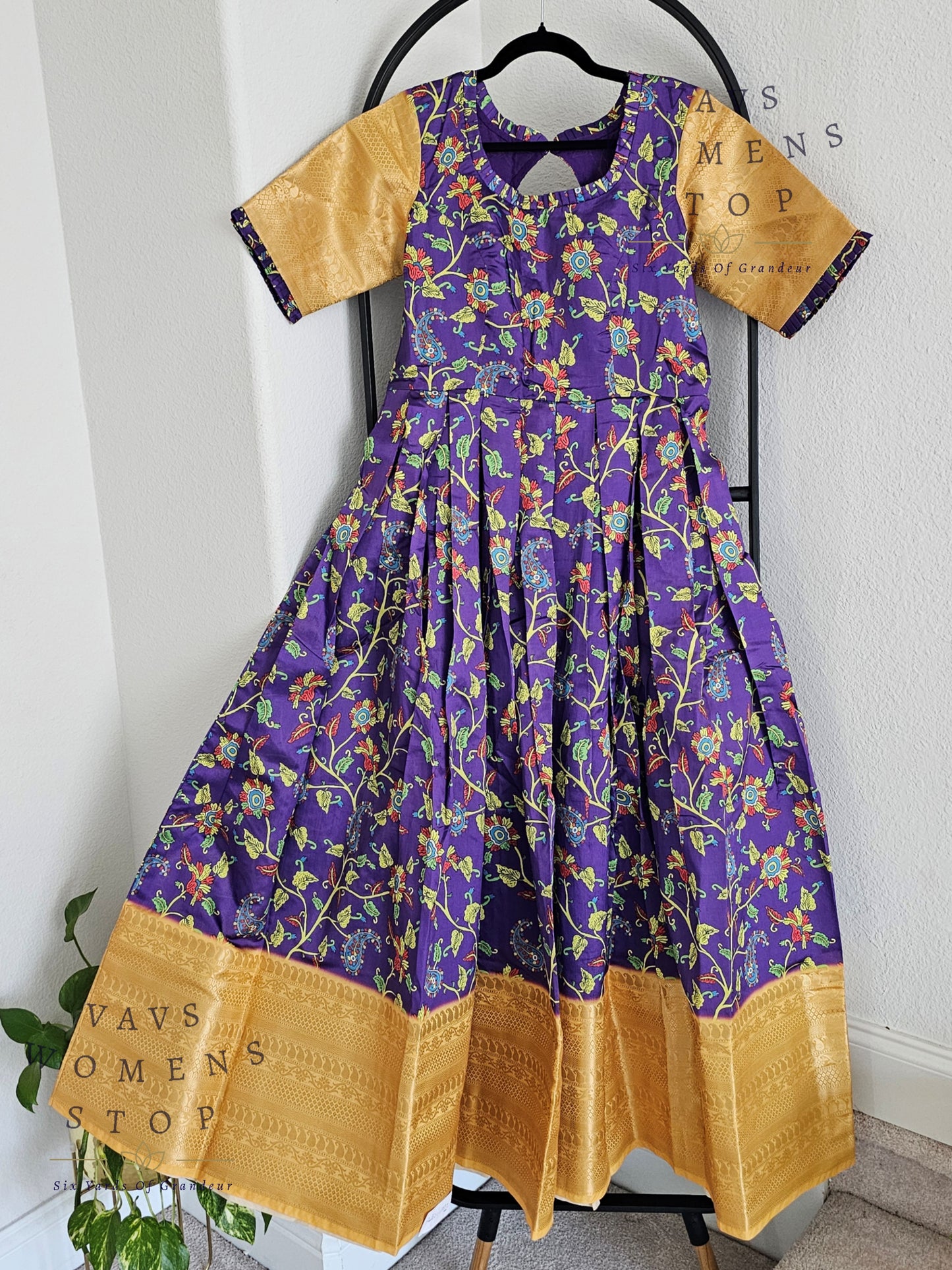 Kalamkari Print Benarasi Silk Long Frock
