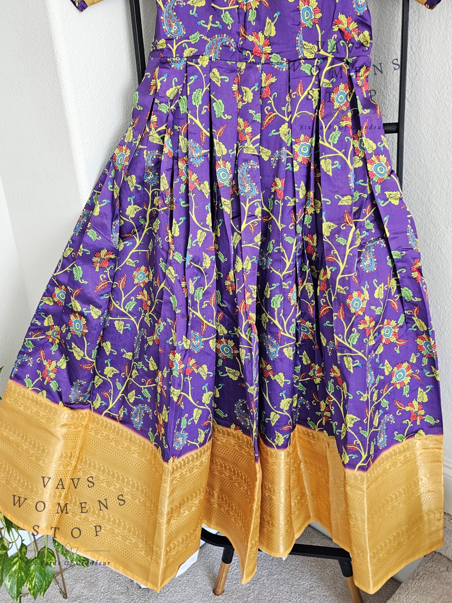 Kalamkari Print Benarasi Silk Long Frock