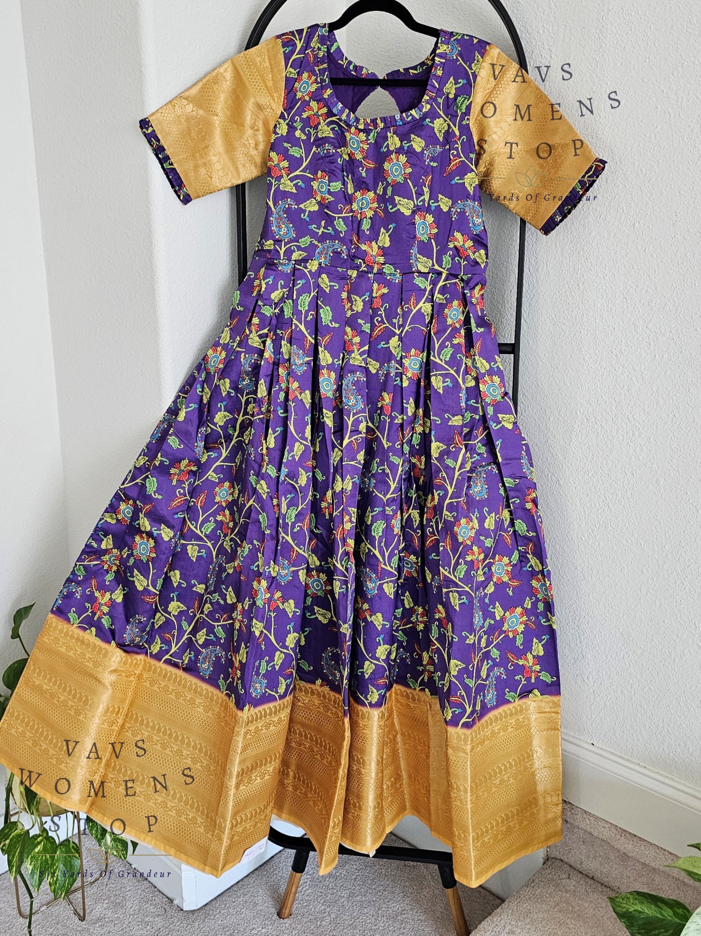 Kalamkari Print Benarasi Silk Long Frock