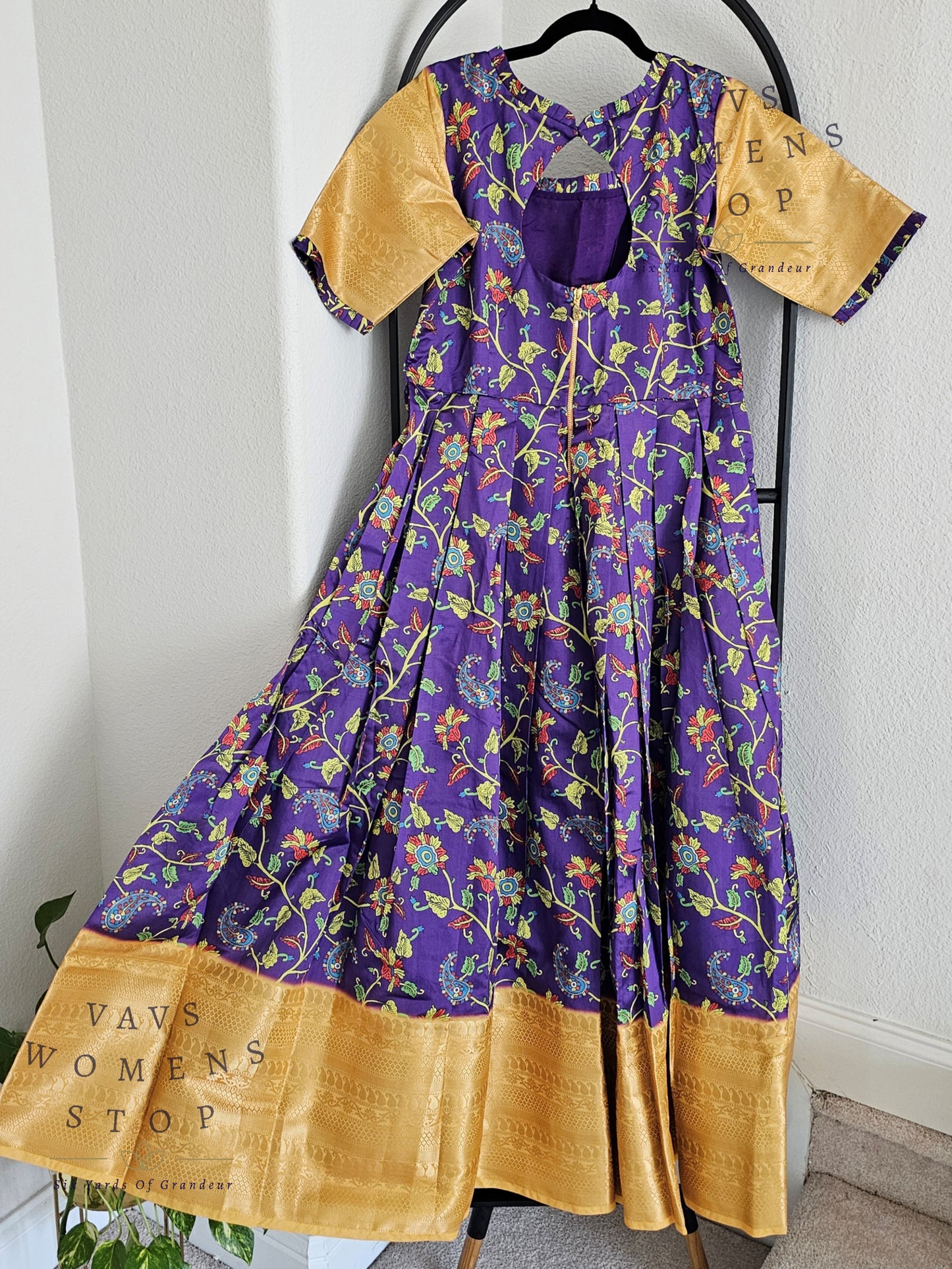Kalamkari Print Benarasi Silk Long Frock
