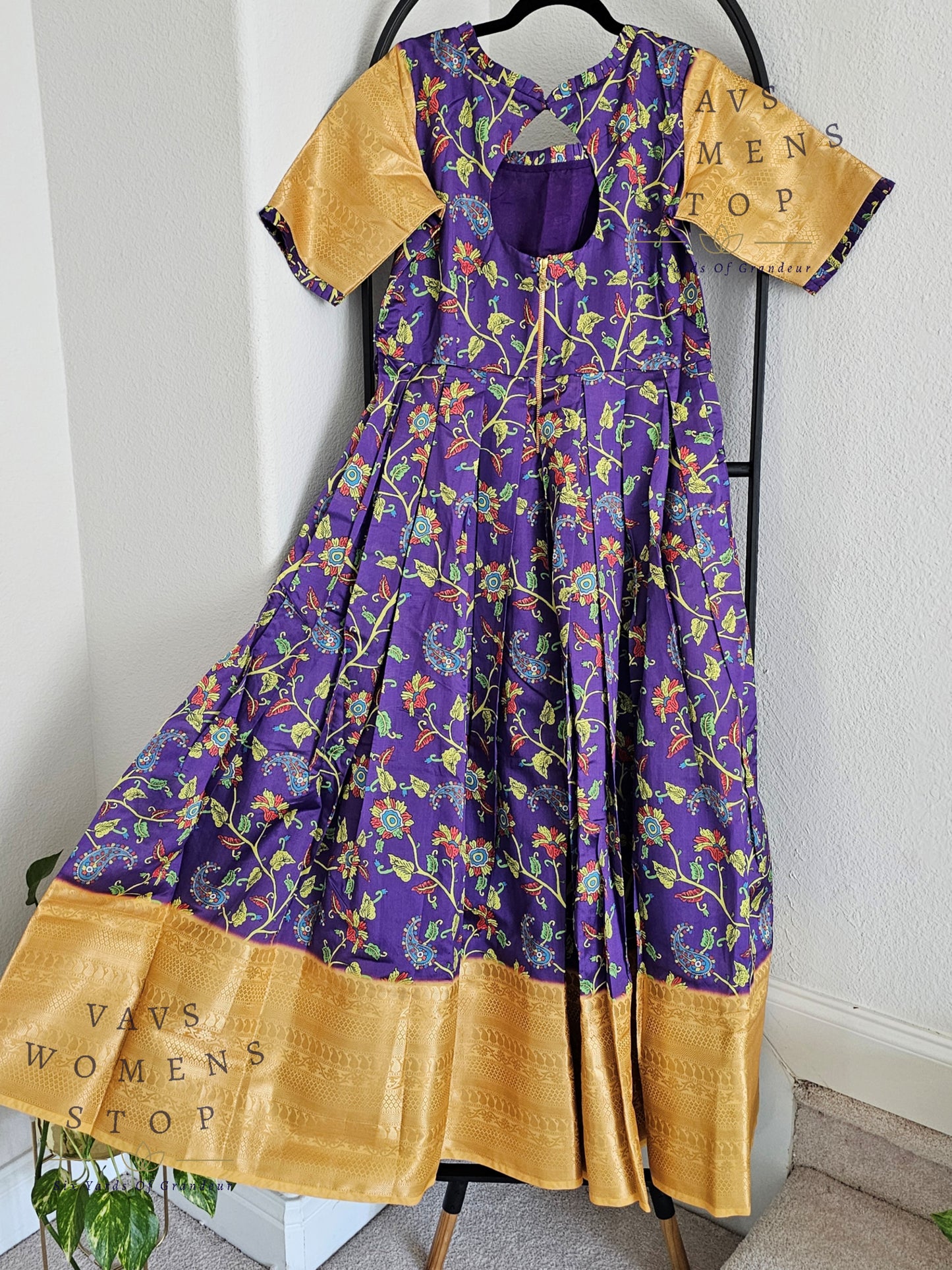 Kalamkari Print Benarasi Silk Long Frock