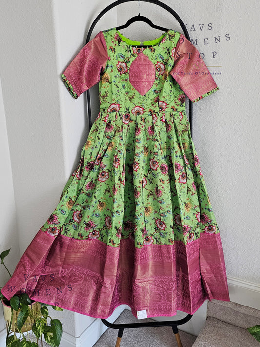 Kalamkari Benarasi Silk Long Frock