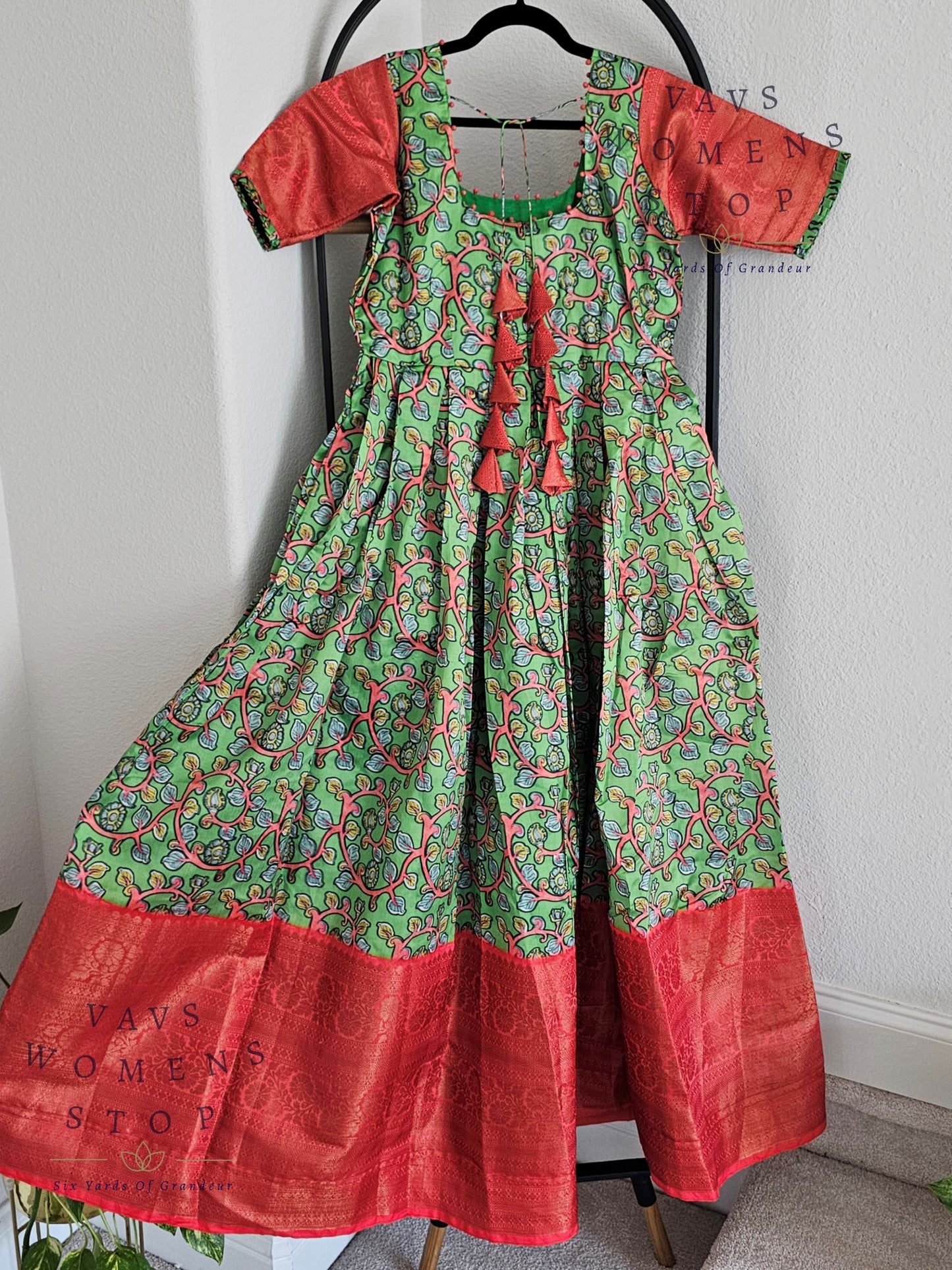 Kalamkari Print Benarasi Silk Long Frock