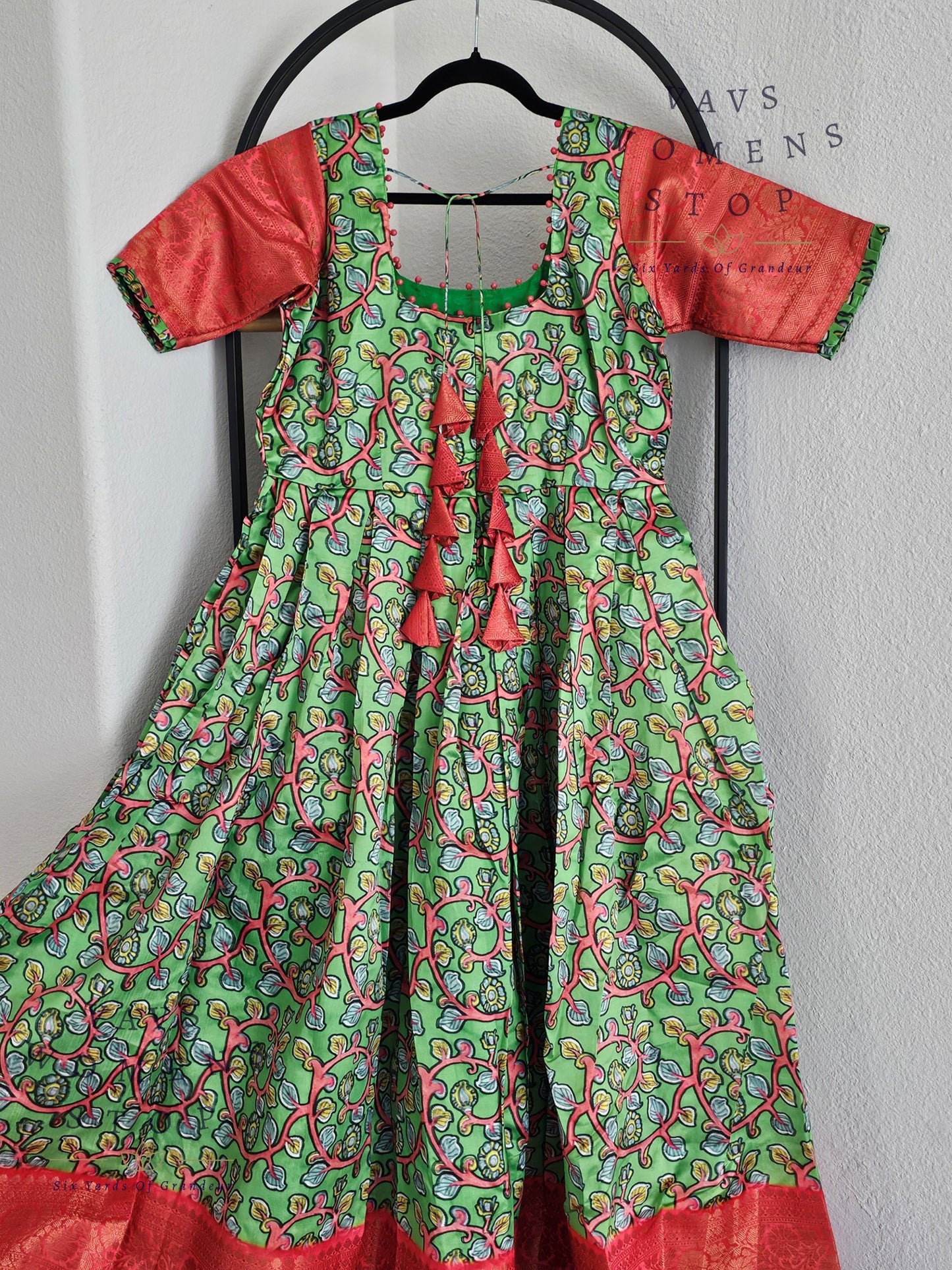 Kalamkari Print Benarasi Silk Long Frock