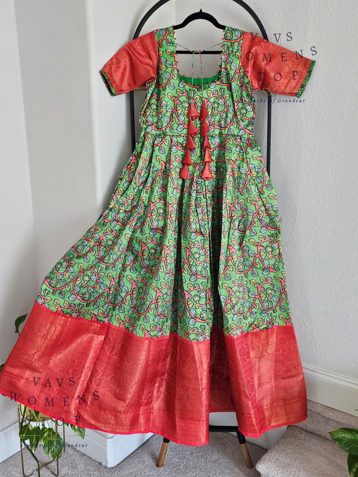 Kalamkari Print Benarasi Silk Long Frock