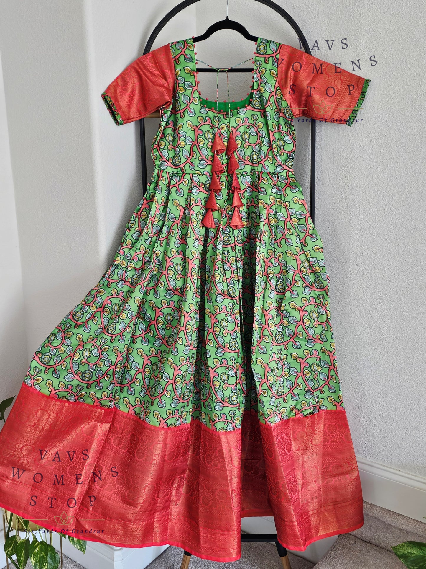 Kalamkari Print Benarasi Silk Long Frock