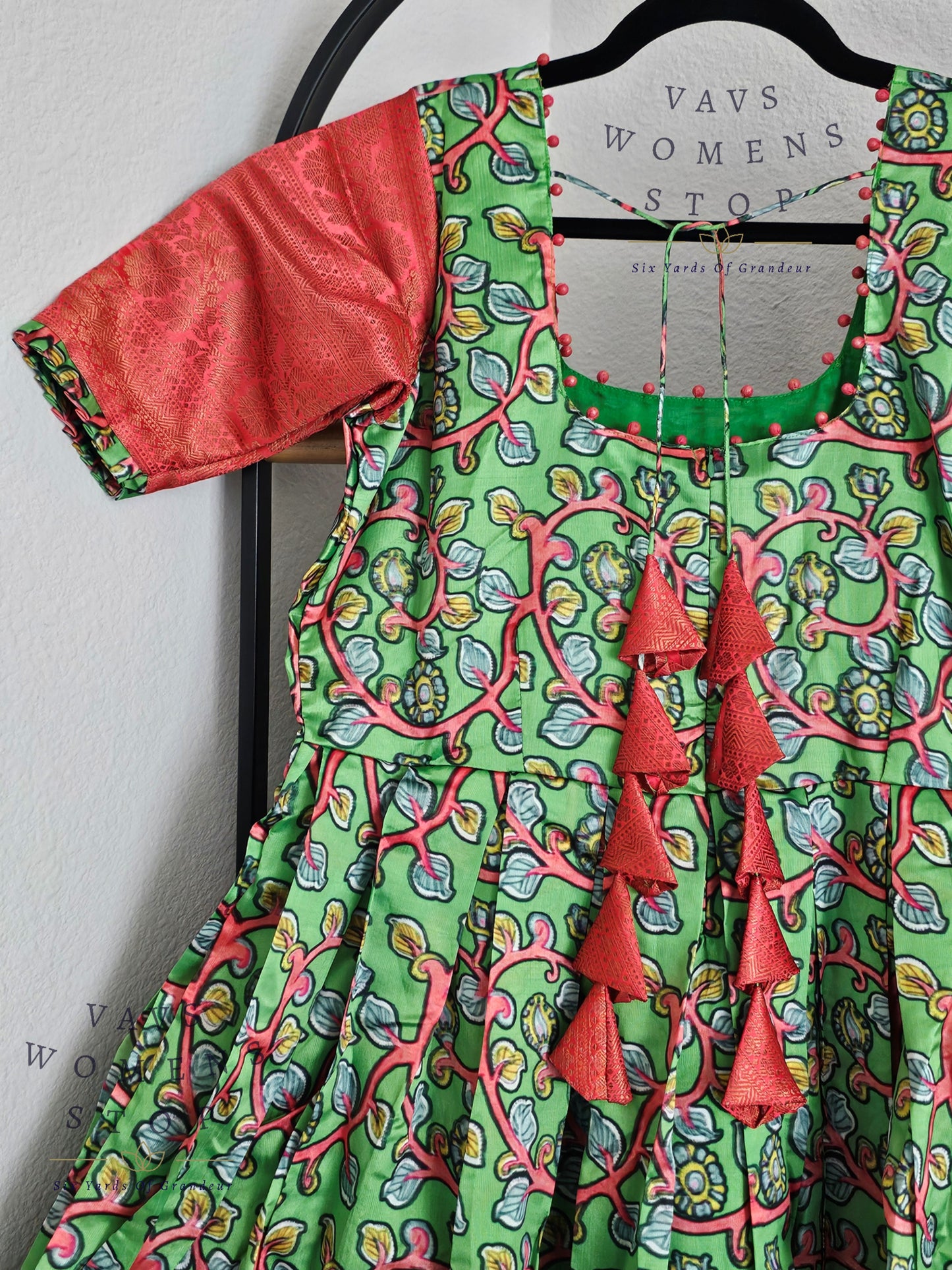 Kalamkari Print Benarasi Silk Long Frock