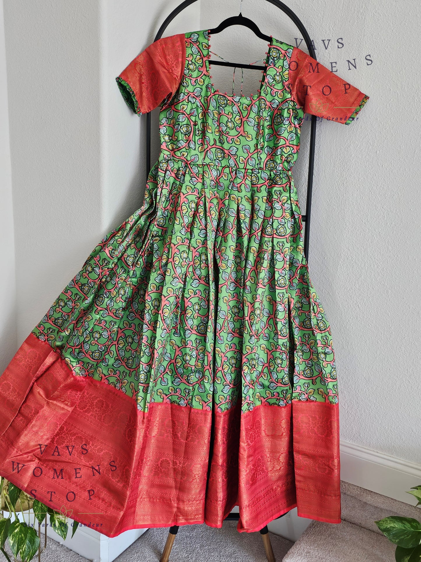 Kalamkari Print Benarasi Silk Long Frock