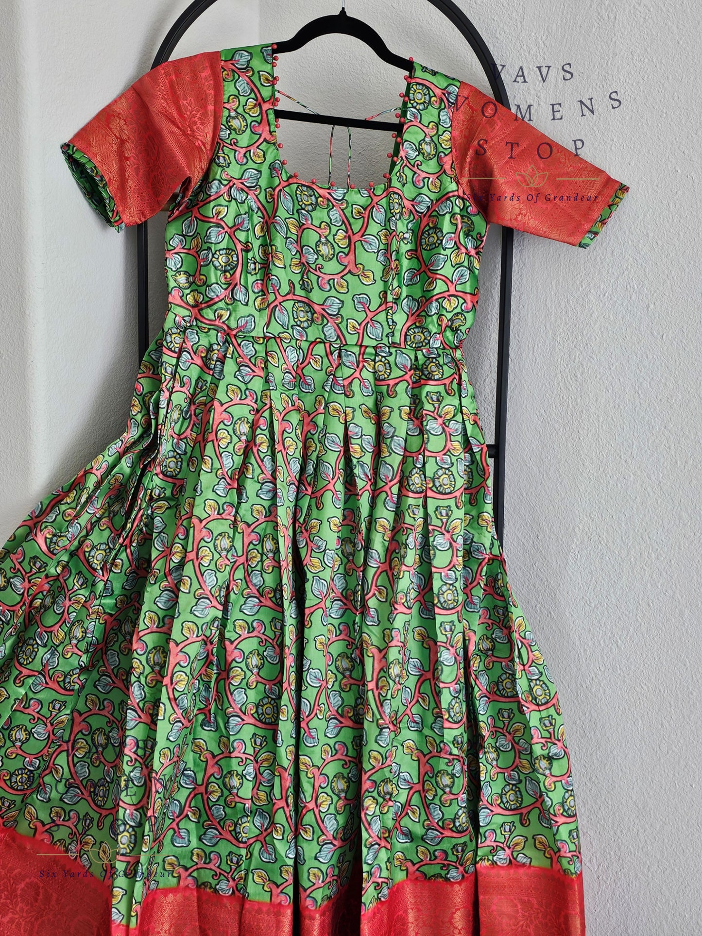 Kalamkari Print Benarasi Silk Long Frock