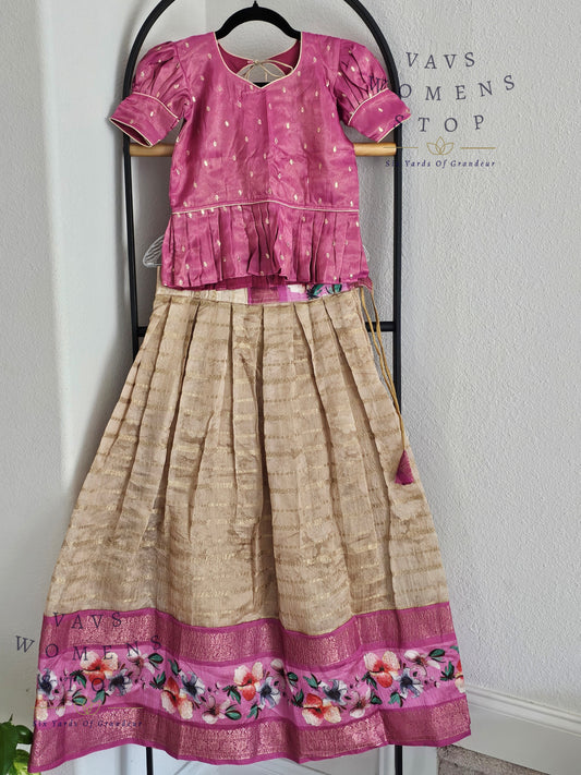 Designer Chanderi Silk Lehenga - Soft Tissue Blouse
