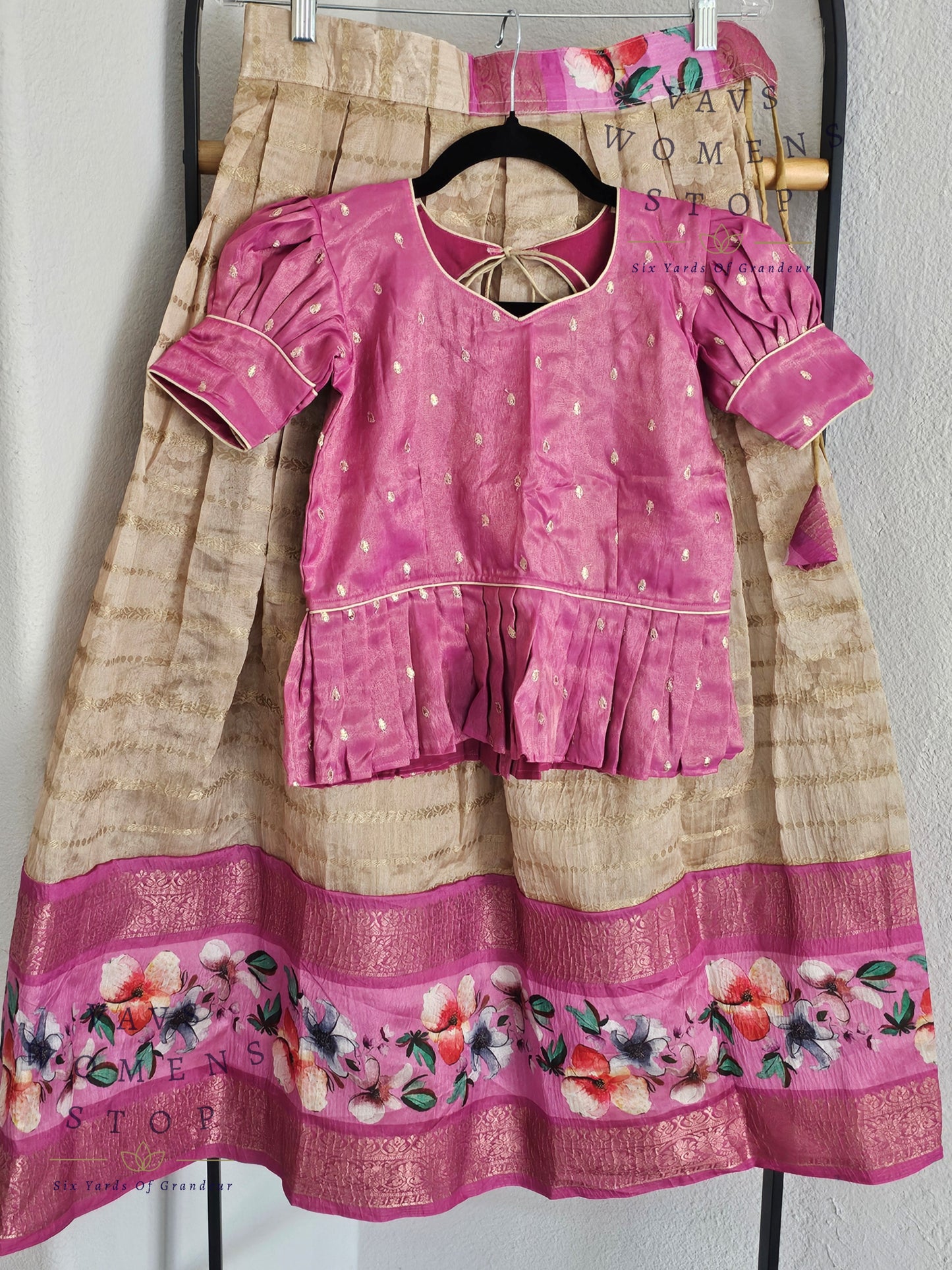 Designer Chanderi Silk Lehenga - Soft Tissue Blouse