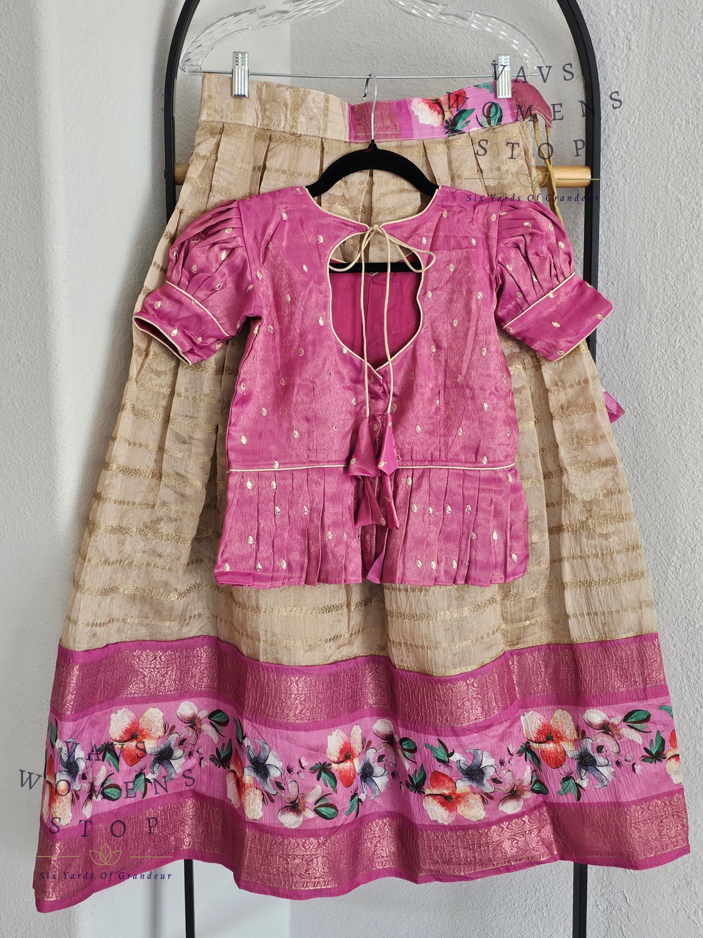 Designer Chanderi Silk Lehenga - Soft Tissue Blouse