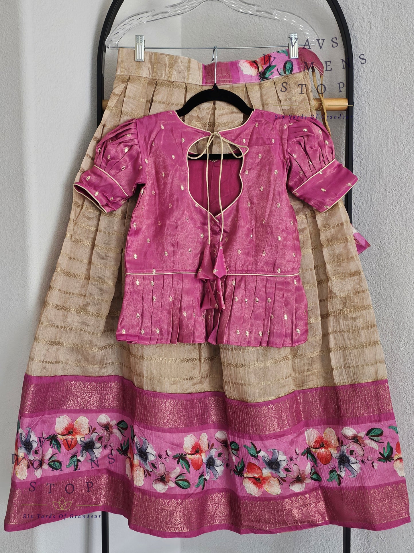 Designer Chanderi Silk Lehenga - Soft Tissue Blouse
