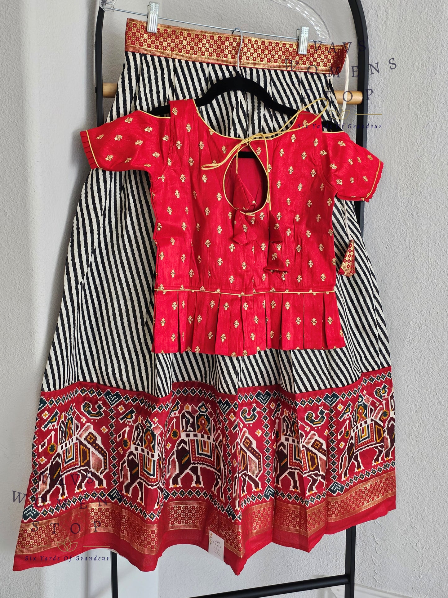 Soft Silk Cotton Leheriya Design Patola Print Lehenga Blouse Set