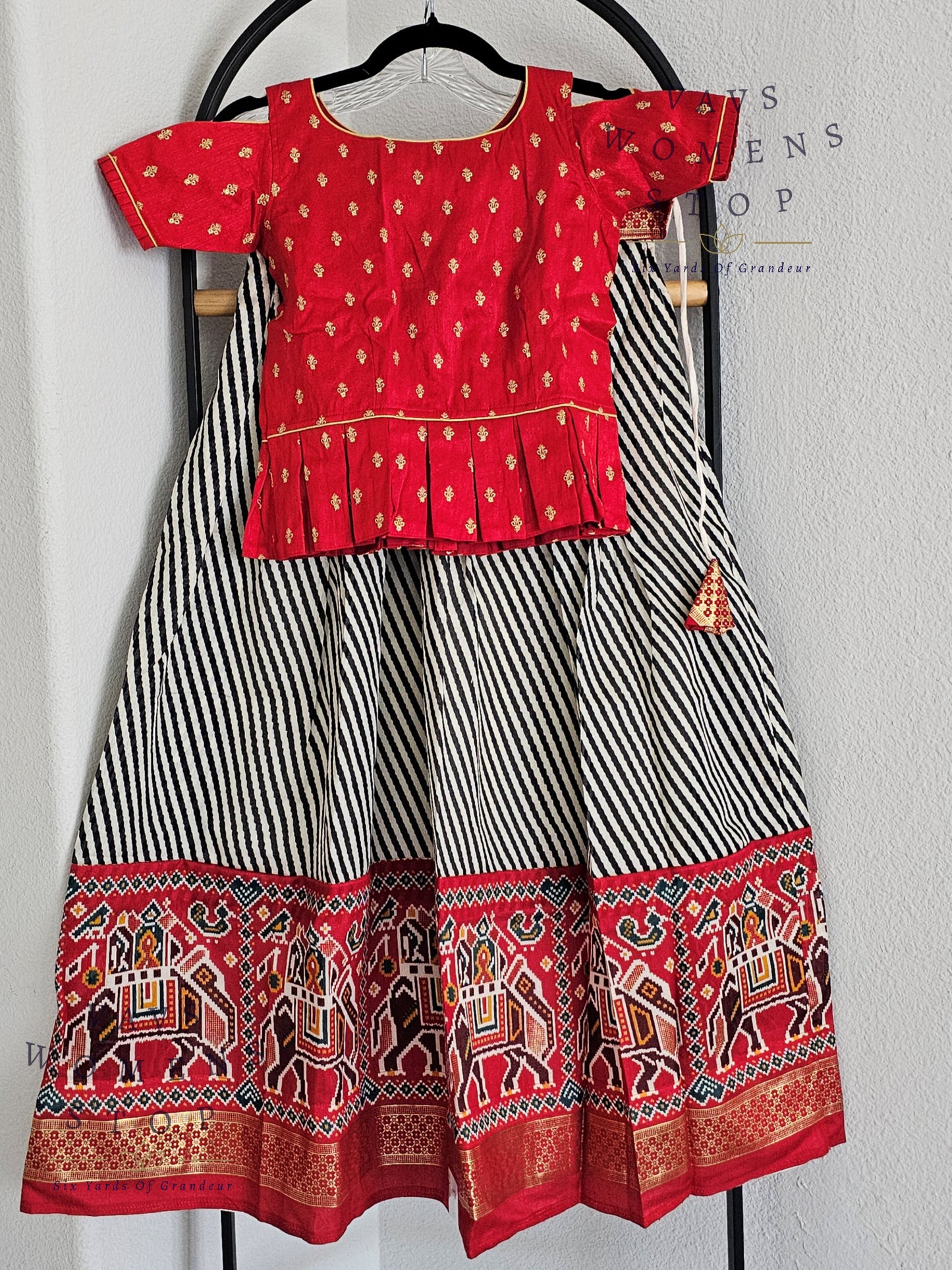 Soft Silk Cotton Leheriya Design Patola Print Lehenga Blouse Set