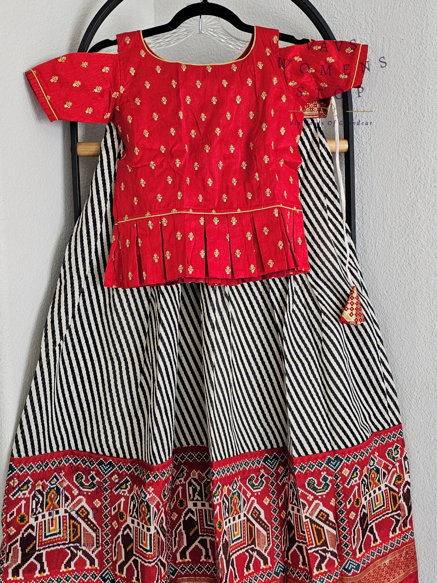 Soft Silk Cotton Leheriya Design Patola Print Lehenga Blouse Set