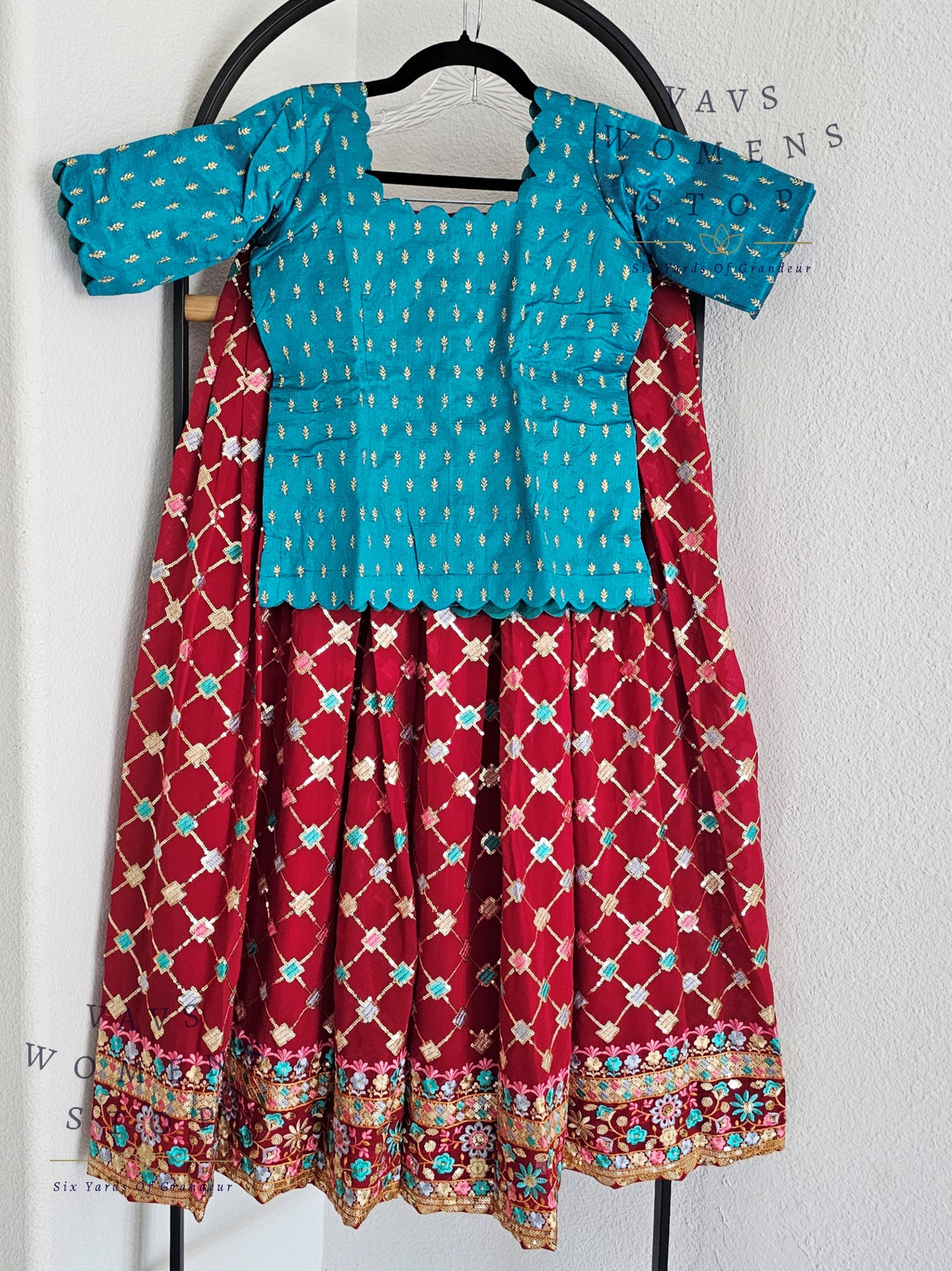 Georgette Sequins Lehenga Croptop Blouse