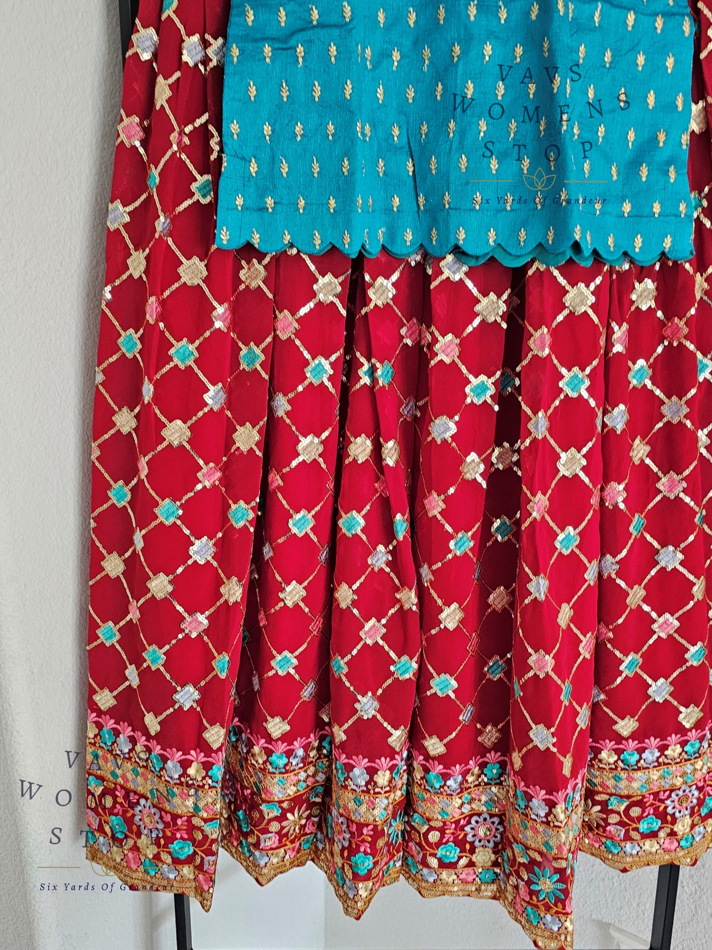 Georgette Sequins Lehenga Croptop Blouse