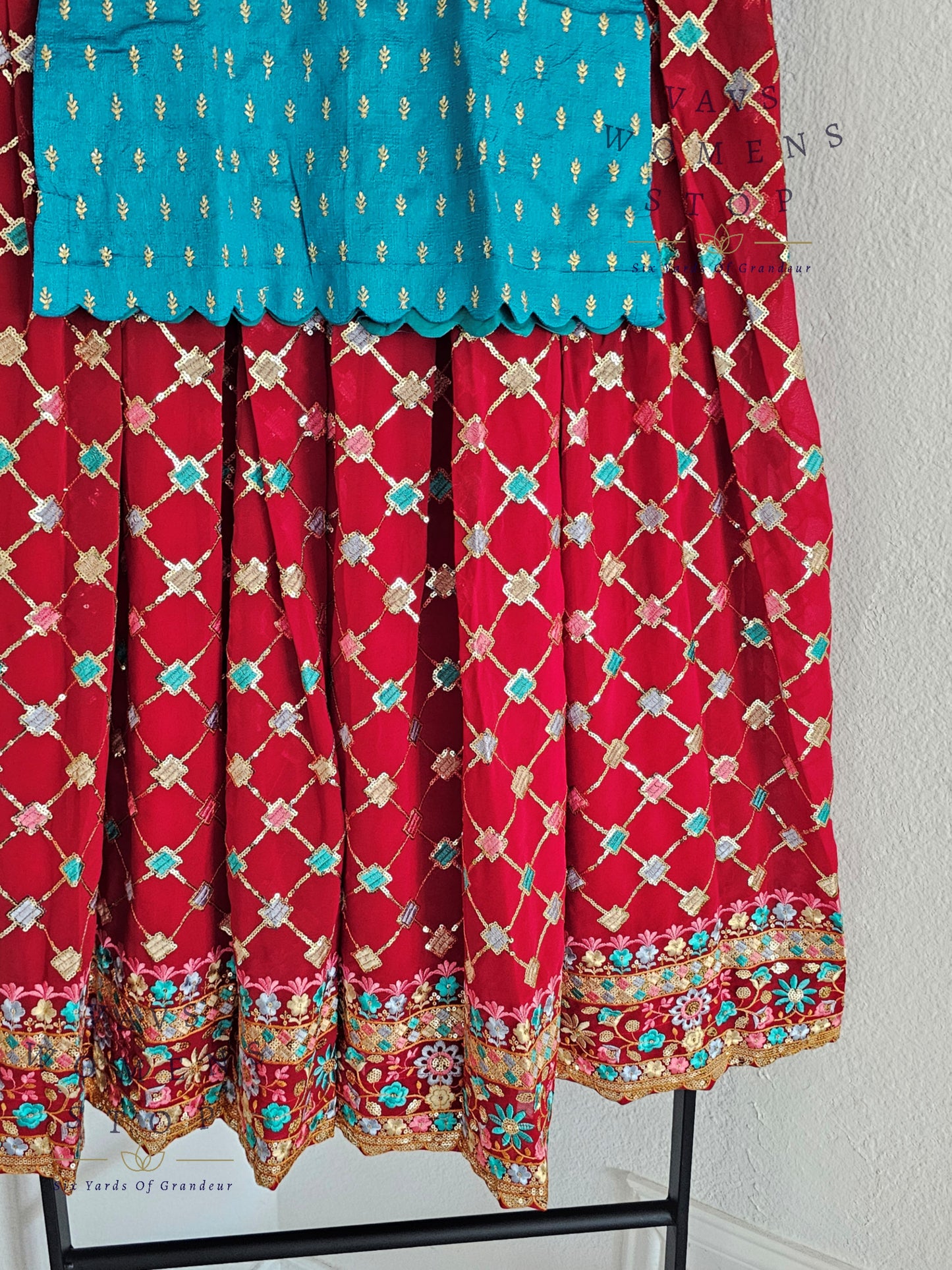 Georgette Sequins Lehenga Croptop Blouse