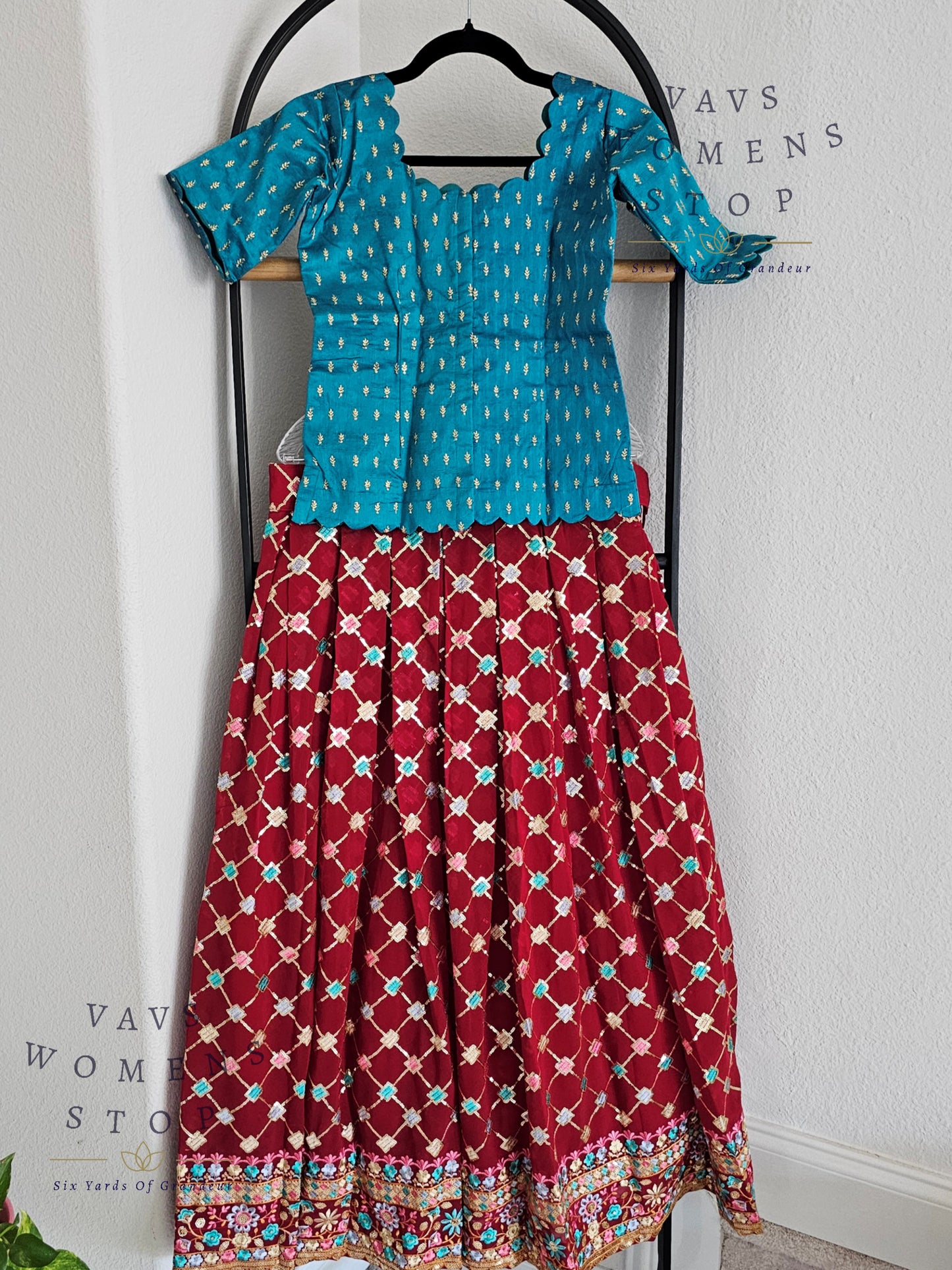 Georgette Sequins Lehenga Croptop Blouse