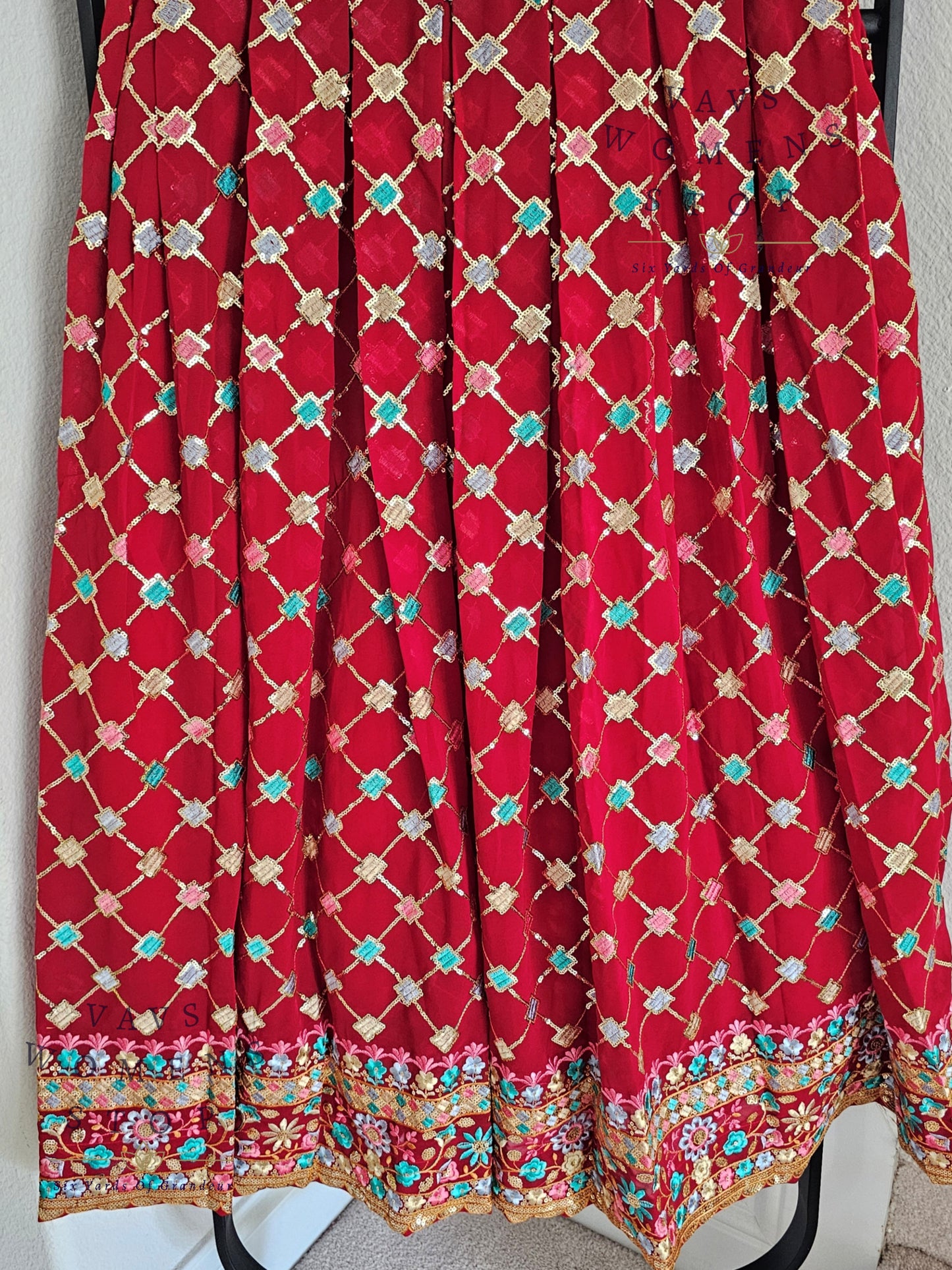 Georgette Sequins Lehenga Croptop Blouse
