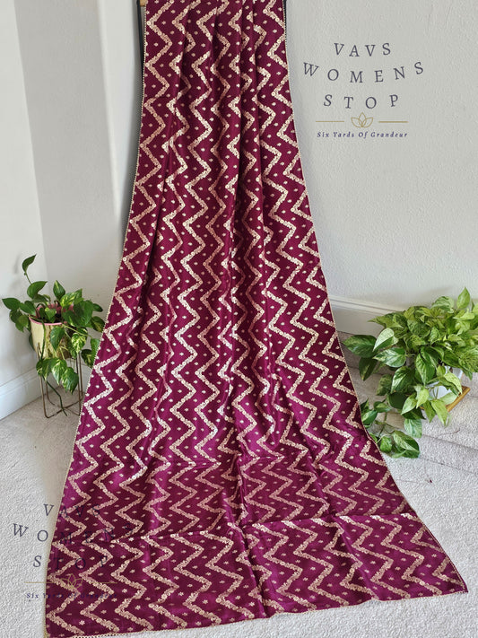 Borderless Munga Crepe Silk Wine Shade Saree 