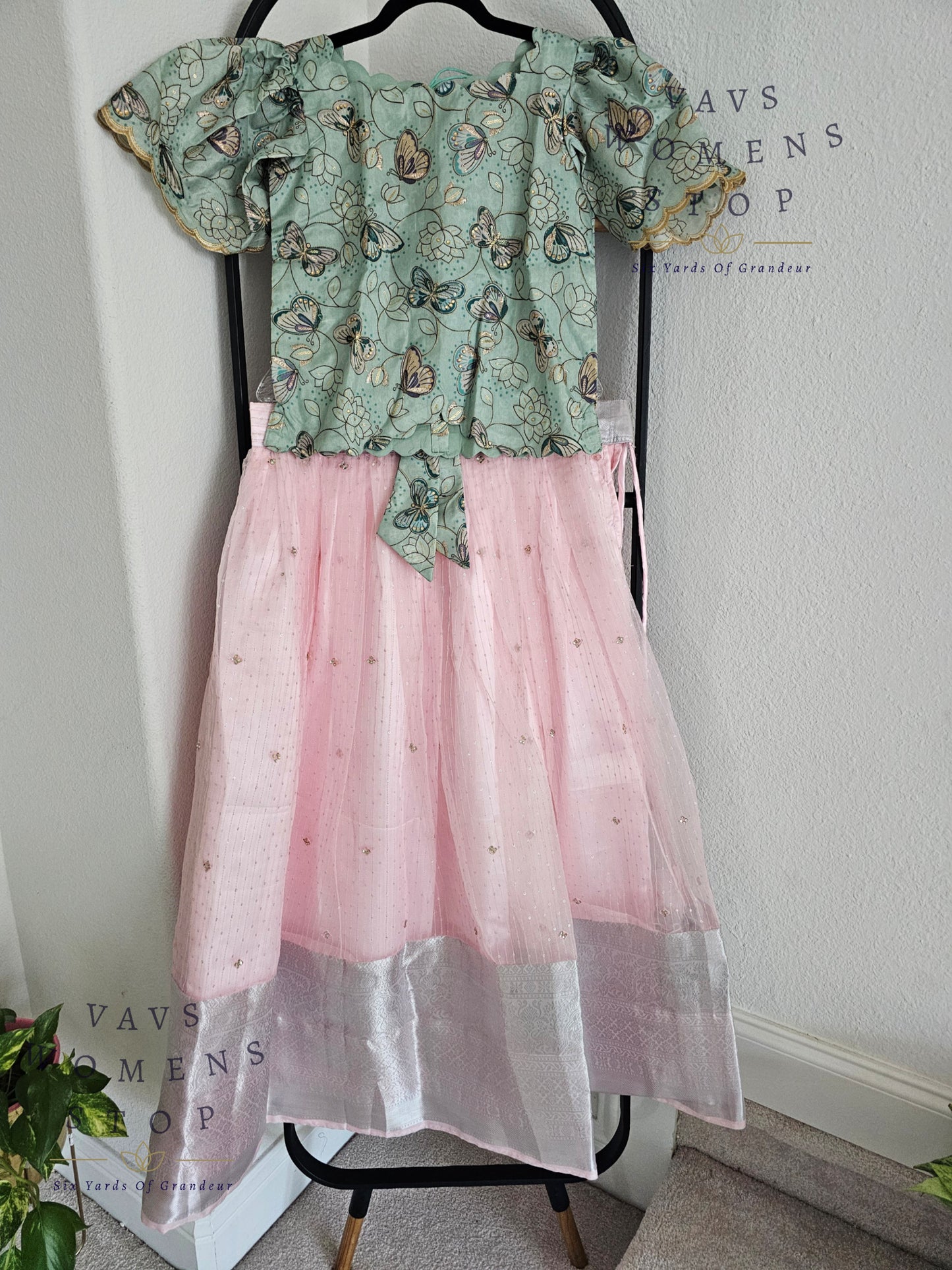 Designer Organza Sequins Lehenga - Blouse