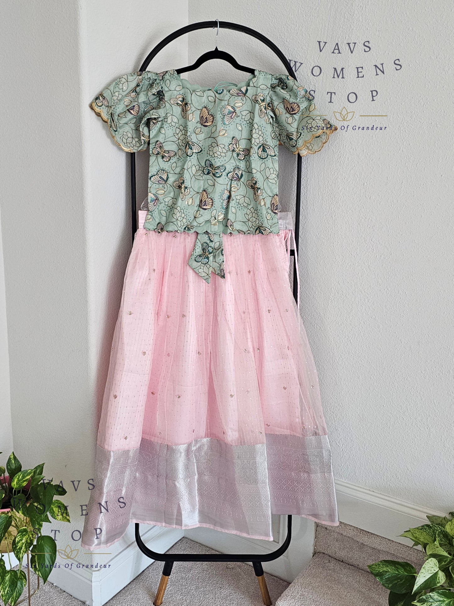 Designer Organza Sequins Lehenga - Blouse