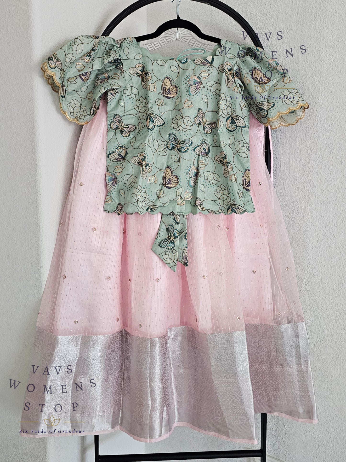 Designer Organza Sequins Lehenga - Blouse