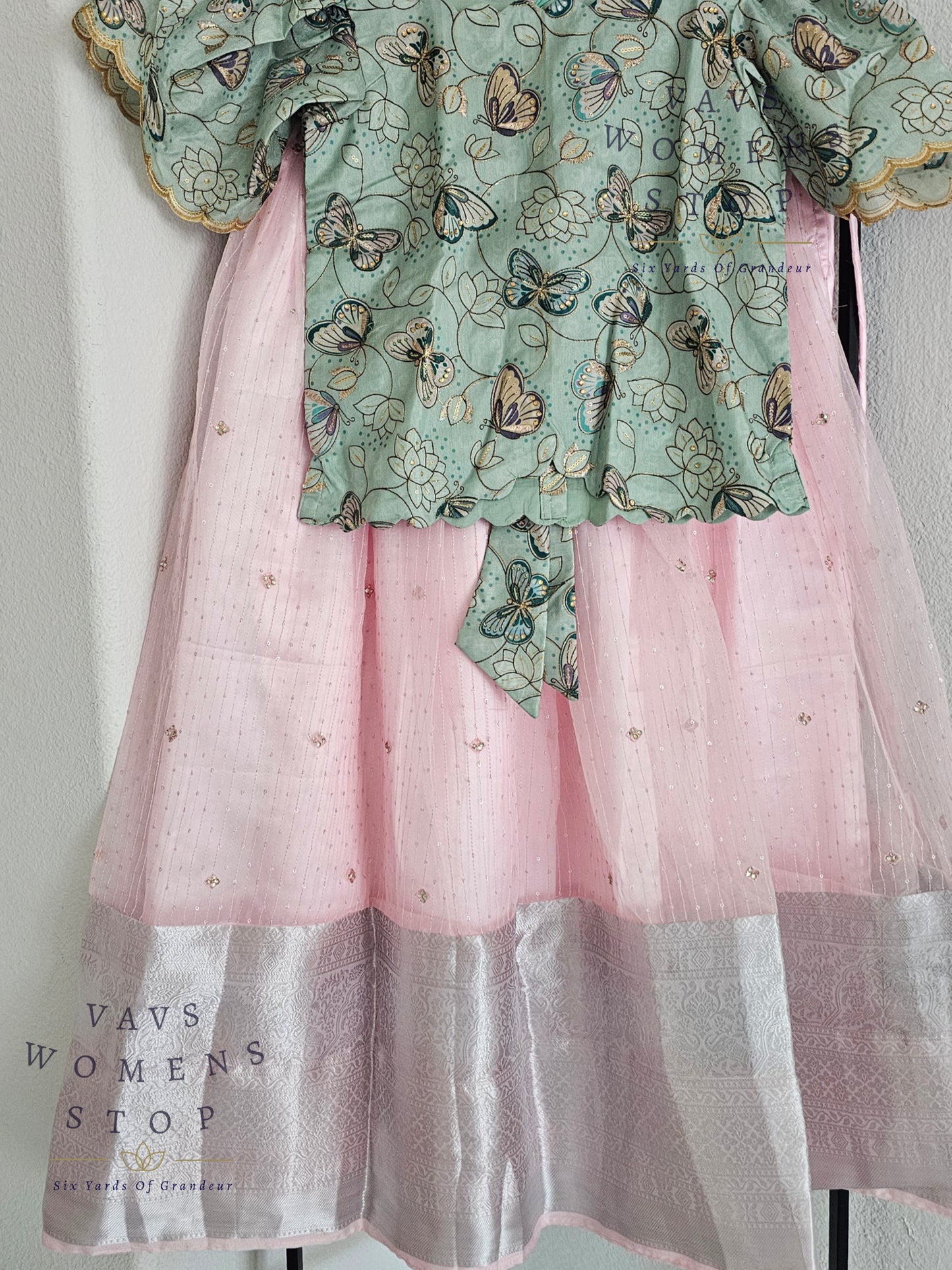 Designer Organza Sequins Lehenga - Blouse