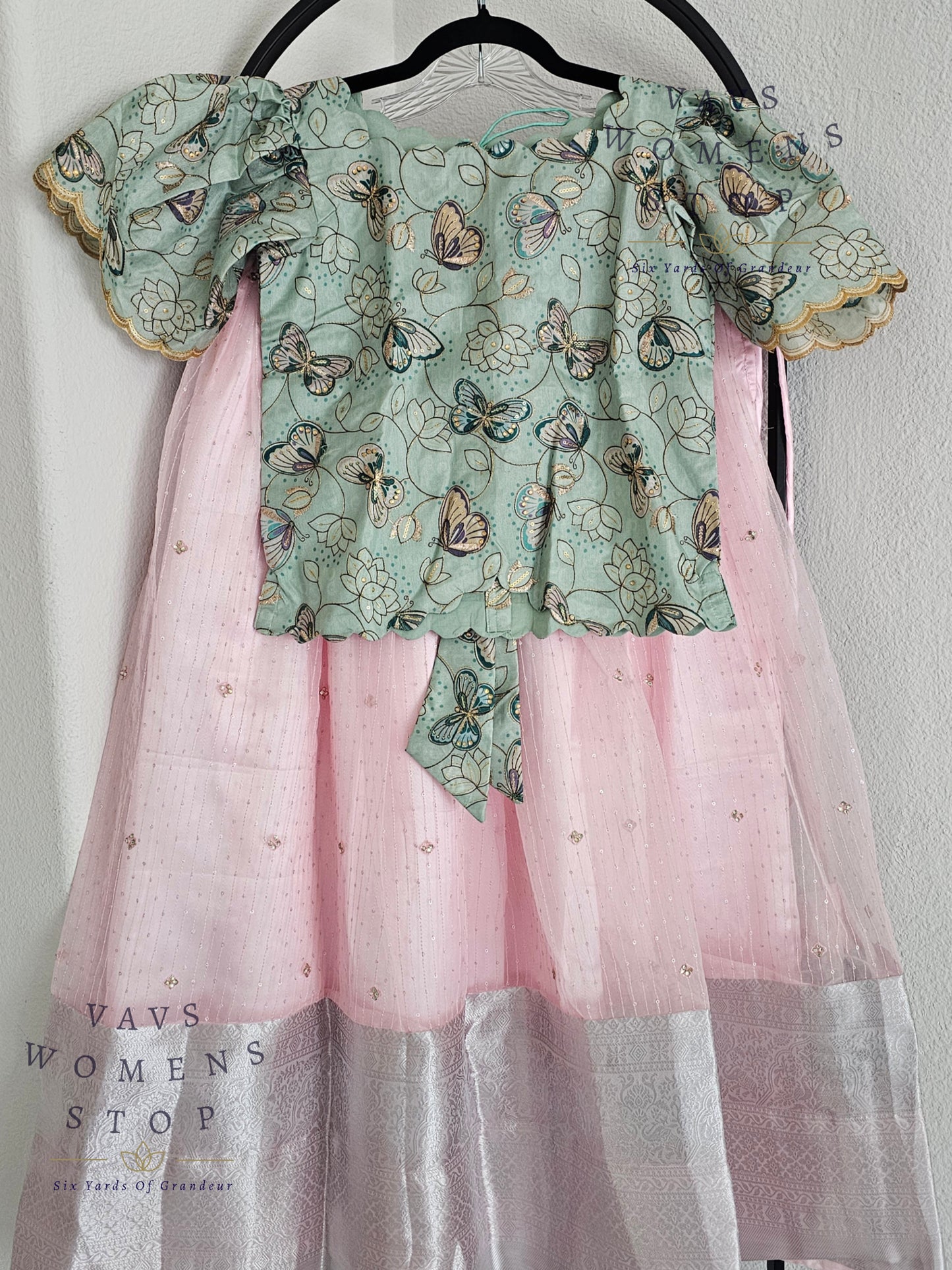 Designer Organza Sequins Lehenga - Blouse