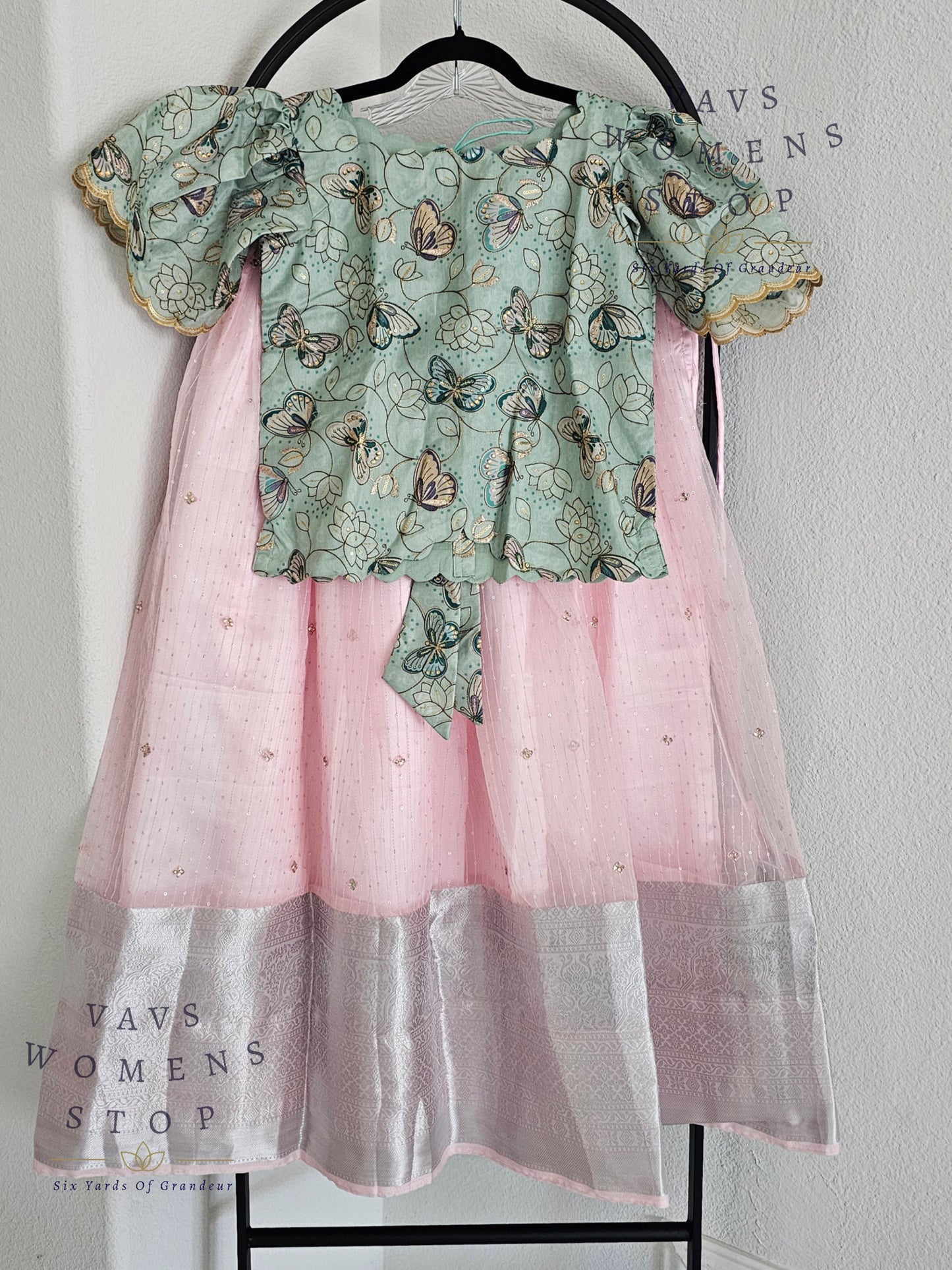 Designer Organza Sequins Lehenga - Blouse