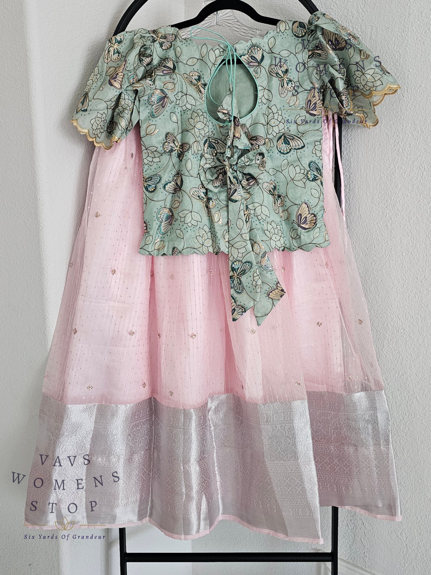 Designer Organza Sequins Lehenga - Blouse