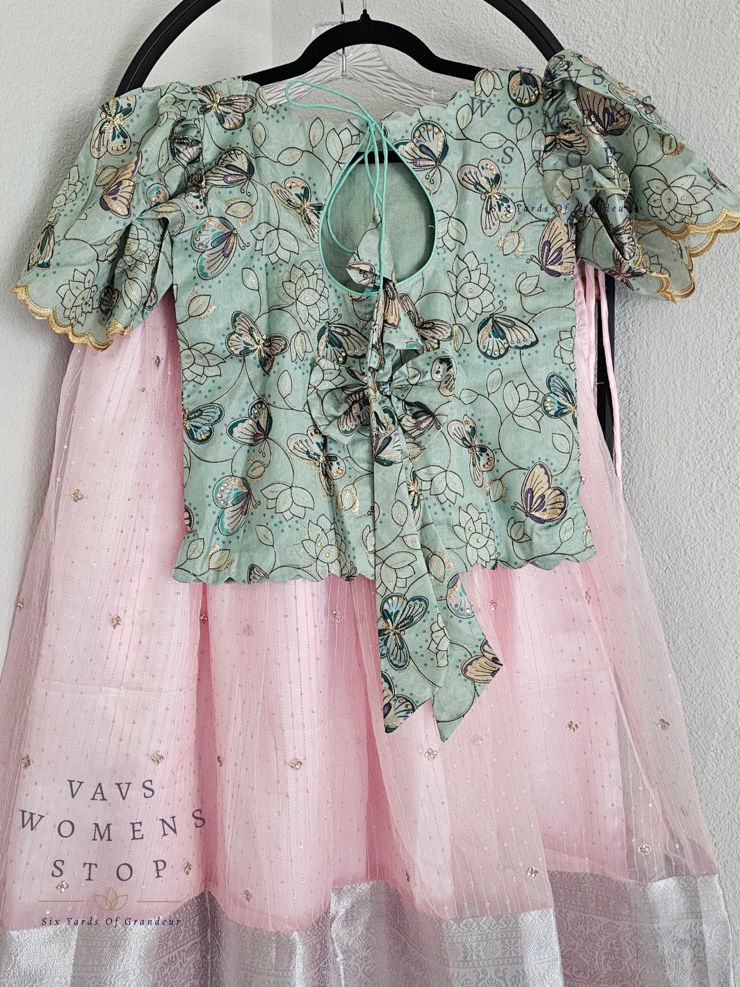 Designer Organza Sequins Lehenga - Blouse