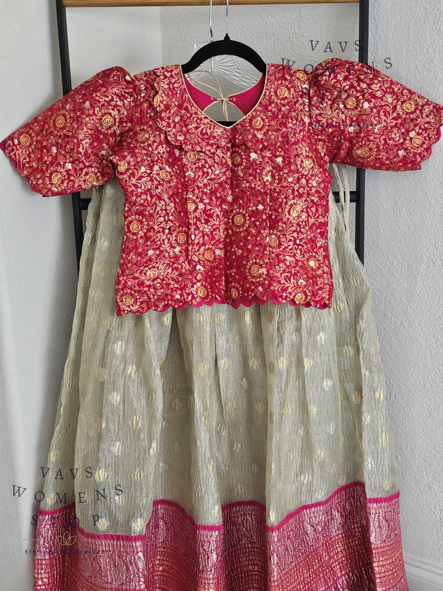 Crush Tissue Silk Lehenga - Benarasi Blouse