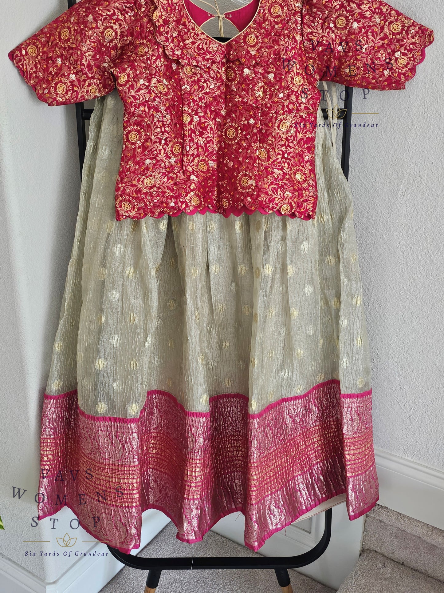 Crush Tissue Silk Lehenga - Benarasi Blouse