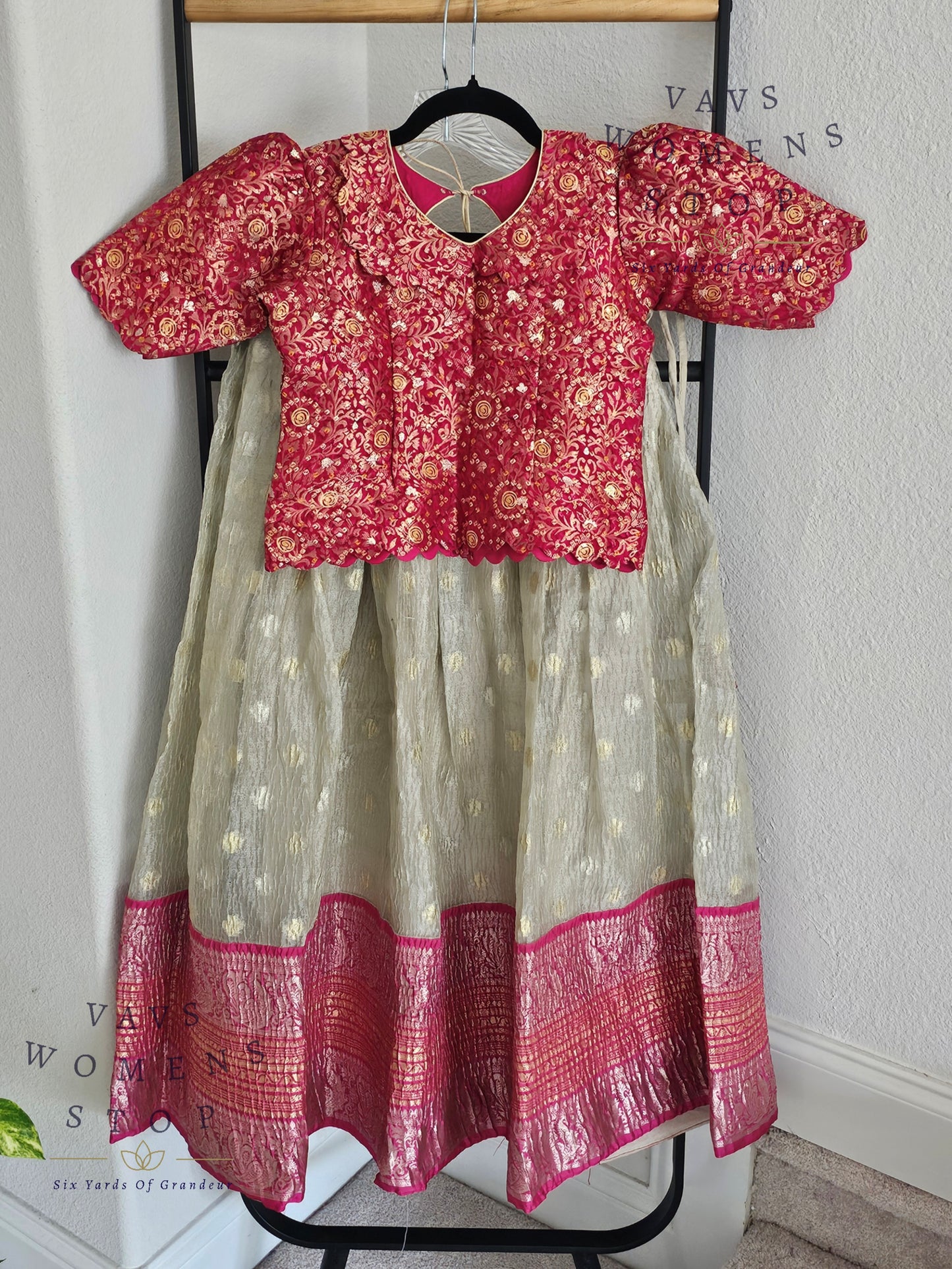 Crush Tissue Silk Lehenga - Benarasi Blouse
