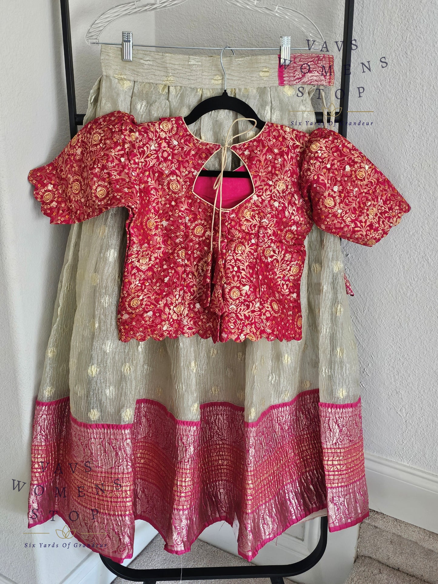 Crush Tissue Silk Lehenga - Benarasi Blouse