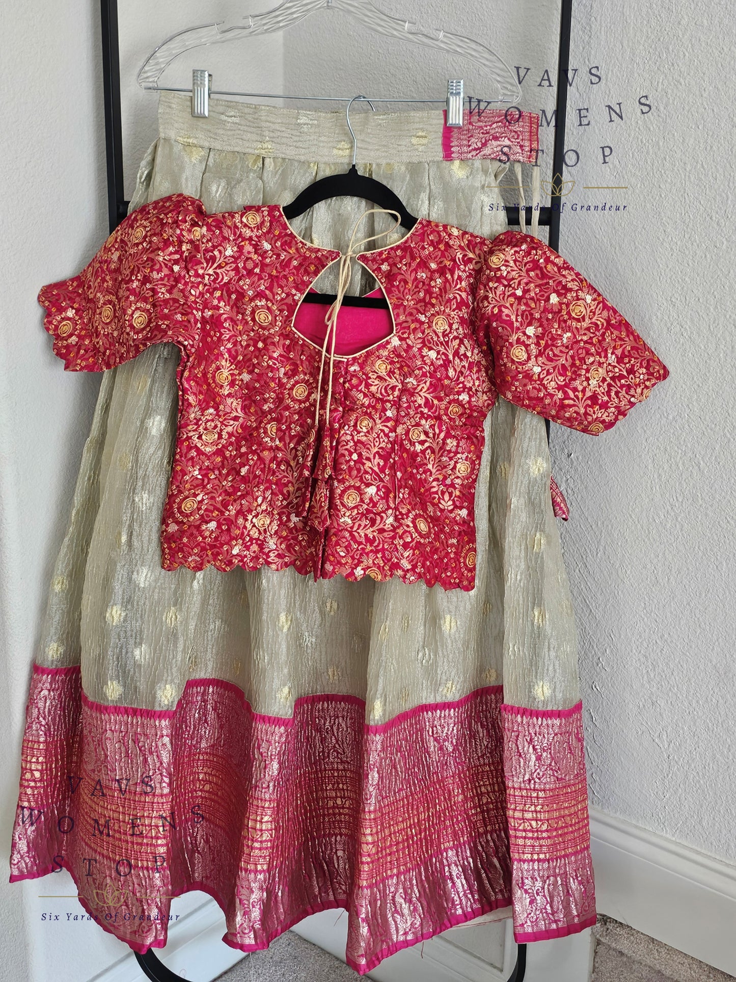 Crush Tissue Silk Lehenga - Benarasi Blouse