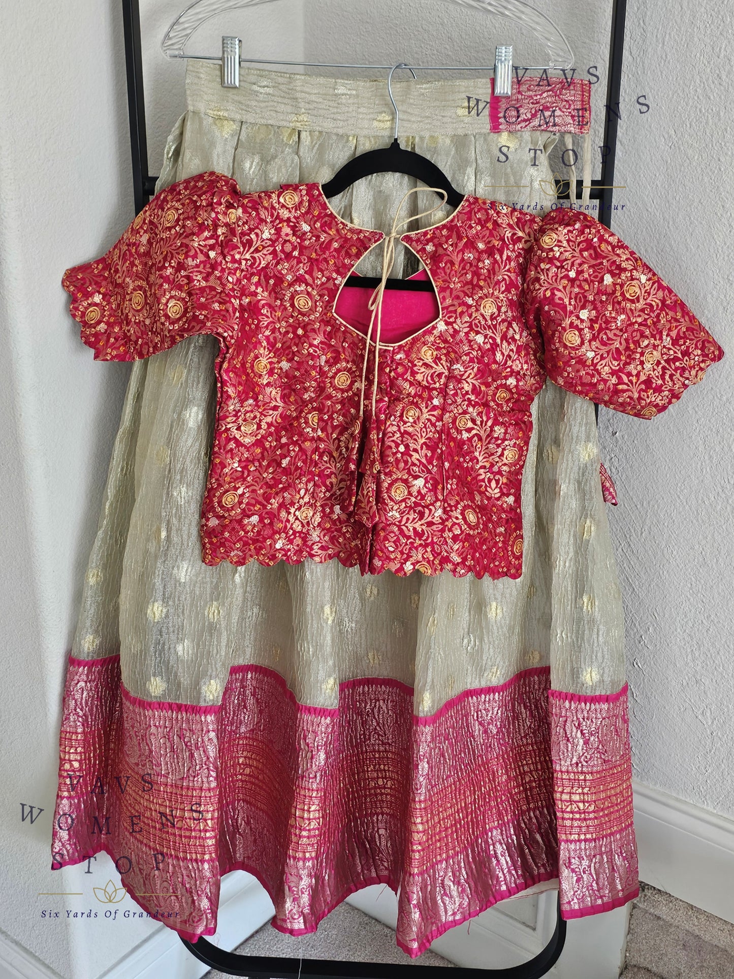 Crush Tissue Silk Lehenga - Benarasi Blouse