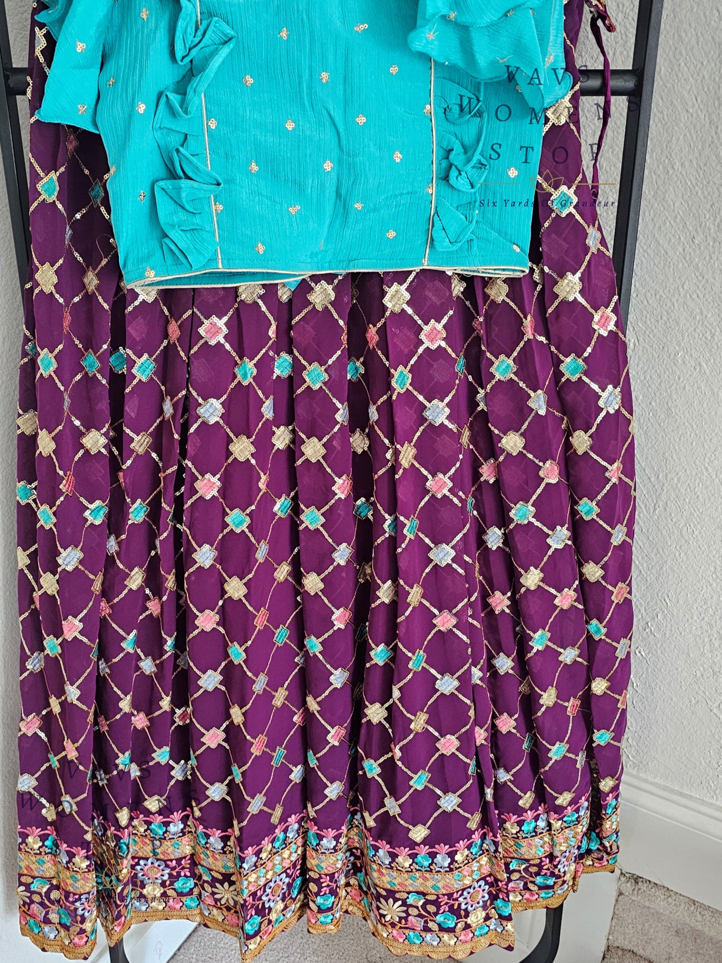 Georgette Sequins Lehenga Croptop Blouse
