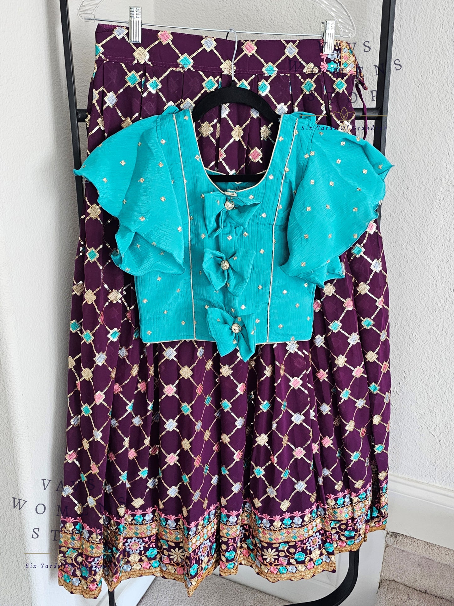 Georgette Sequins Lehenga Croptop Blouse