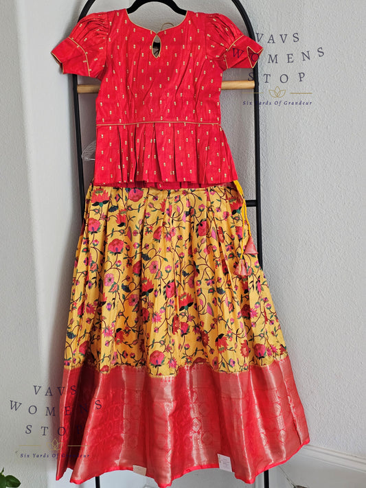 Benarasi Kalamkari Prints Silk Lehenga Blouse