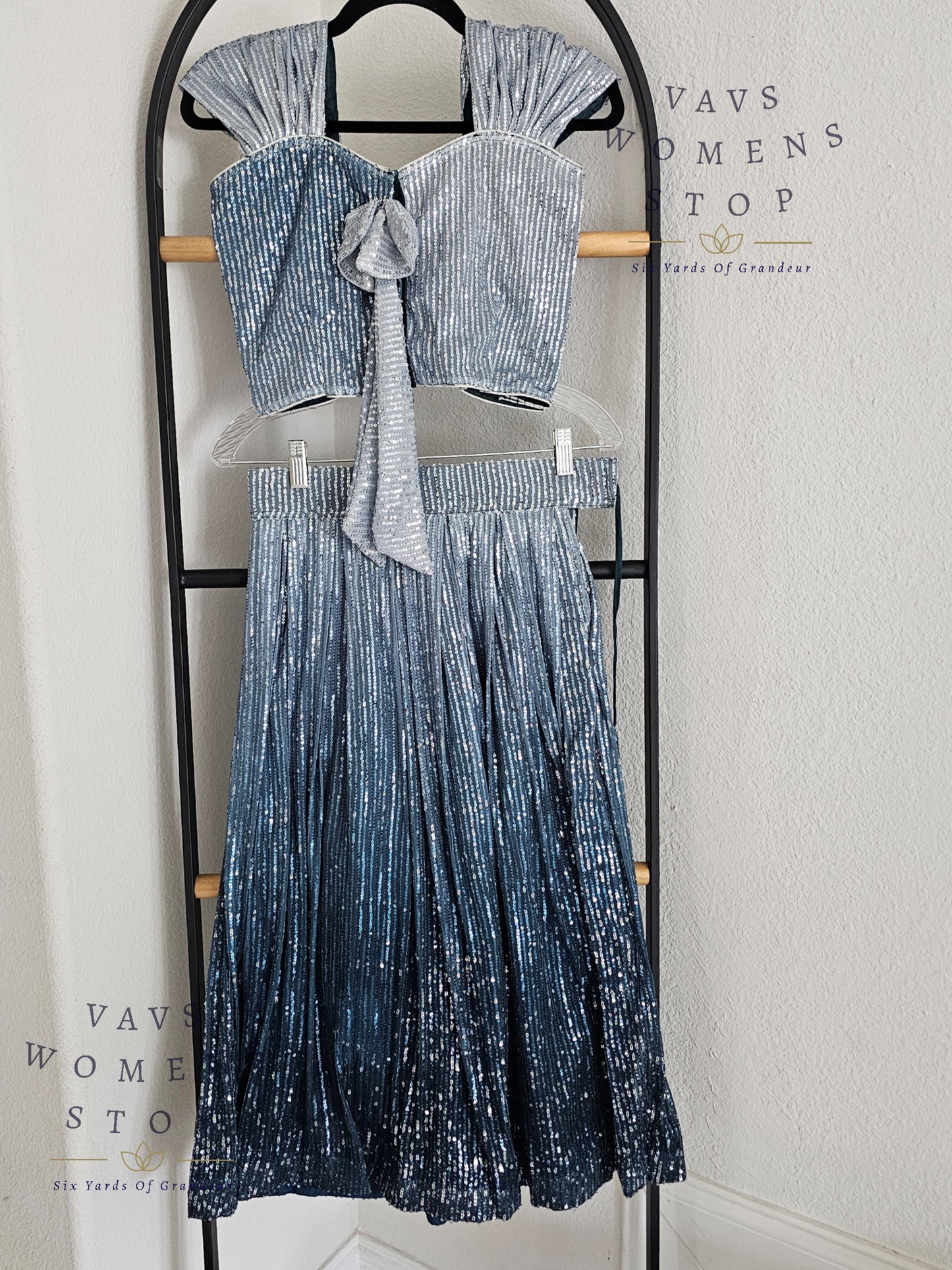 Designer Sequins Lehenga - Croptop Blouse