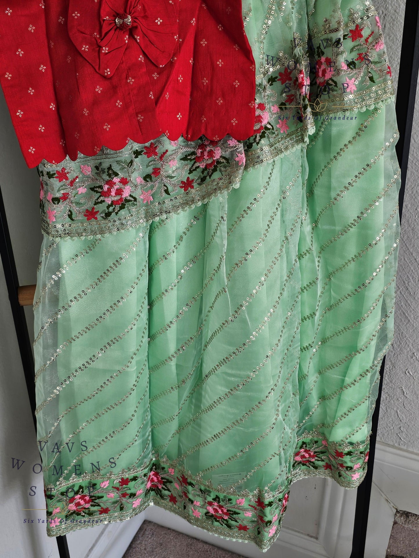 Designer Organza Sequins Lehenga Blouse