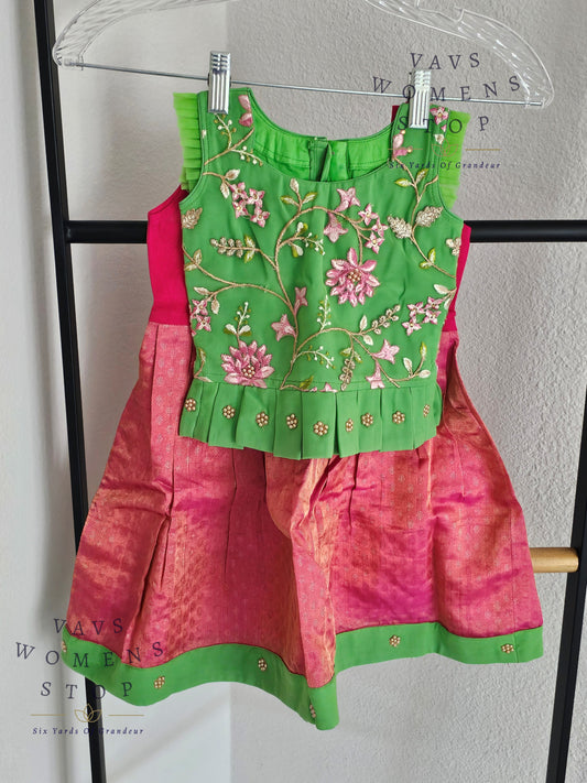 Pure Kanchi Silk Lehenga Paired with Designer Net Blouse