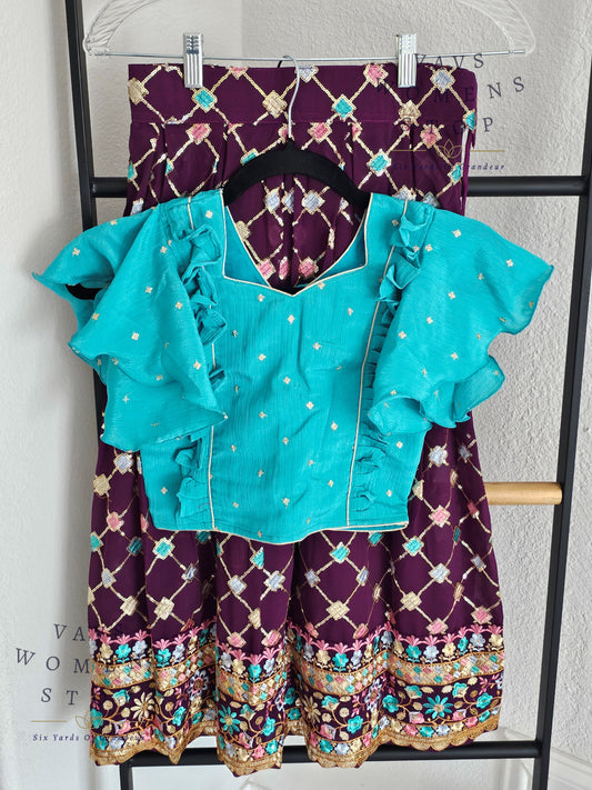 Georgette Sequins Lehenga Croptop Blouse