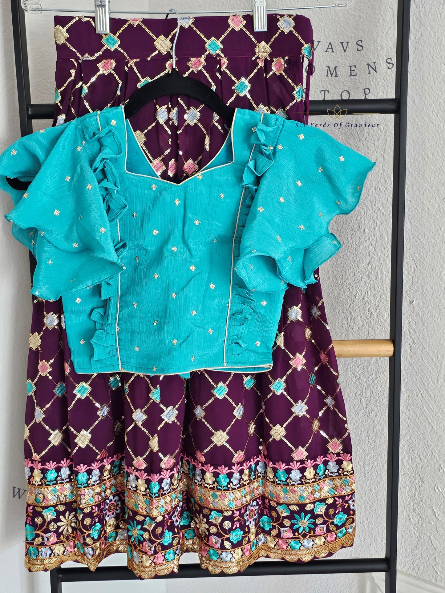 Georgette Sequins Lehenga Croptop Blouse