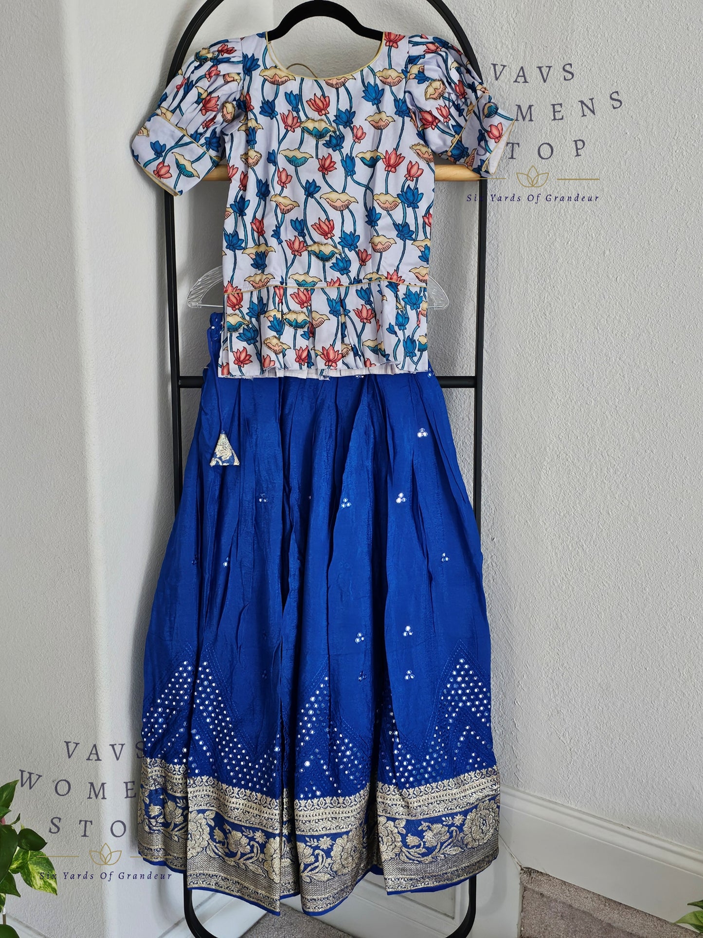 Foil Mirror Georgette Lehenga/Blouse Set